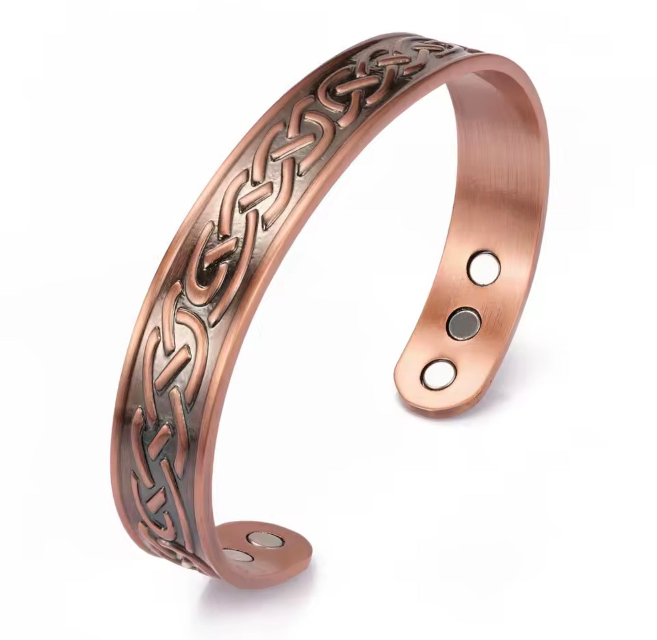Retro Water Ripple Magnetic Antique Red Copper, Adjustable Magnet Energy Bracelet